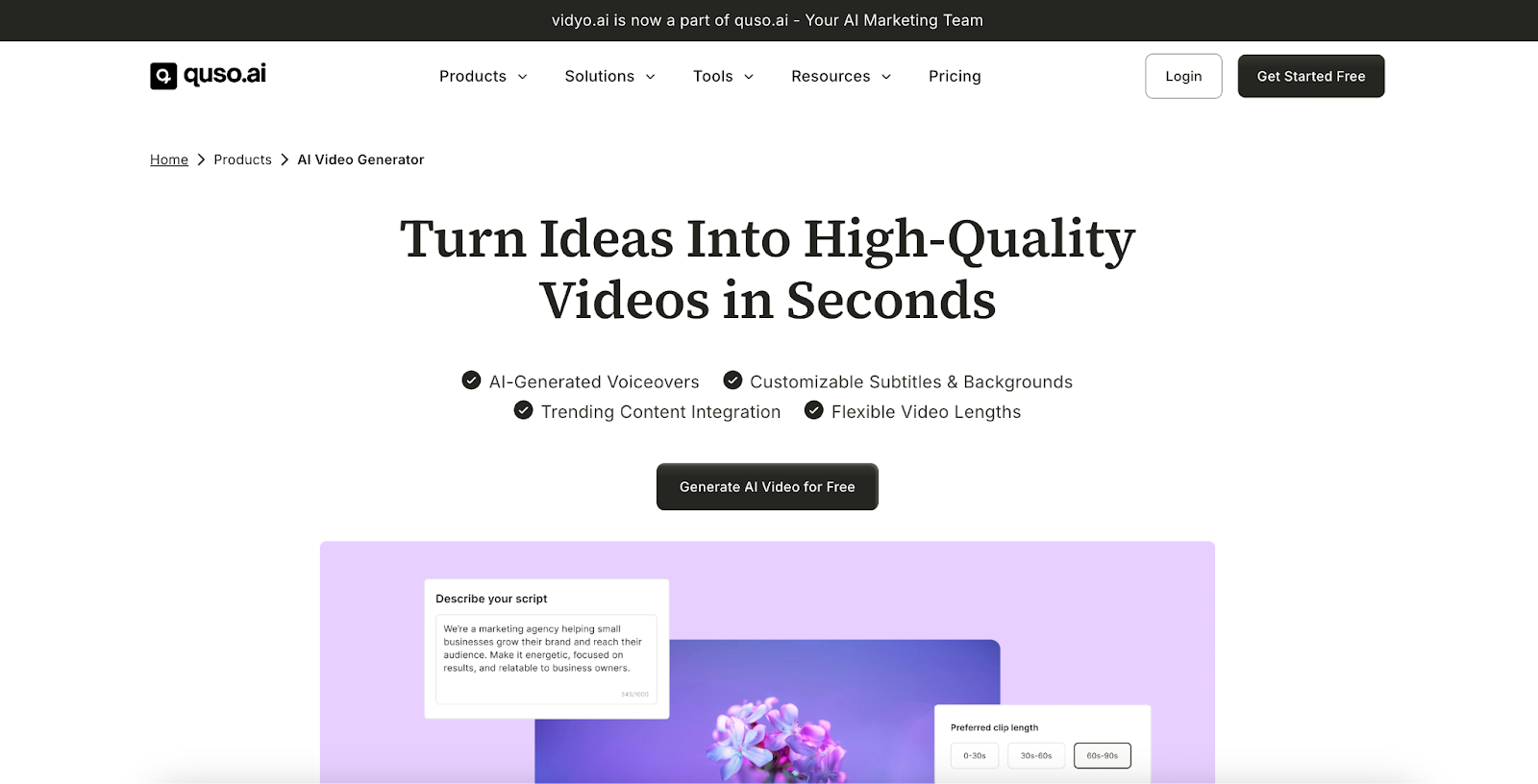 vidyo ai homepage