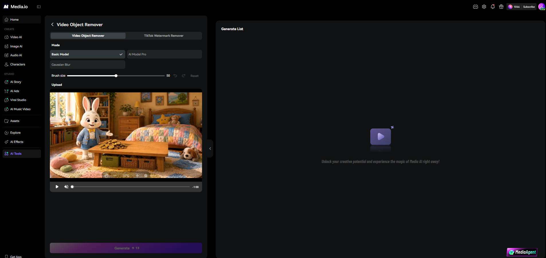 choose video files via media.io watermark remover