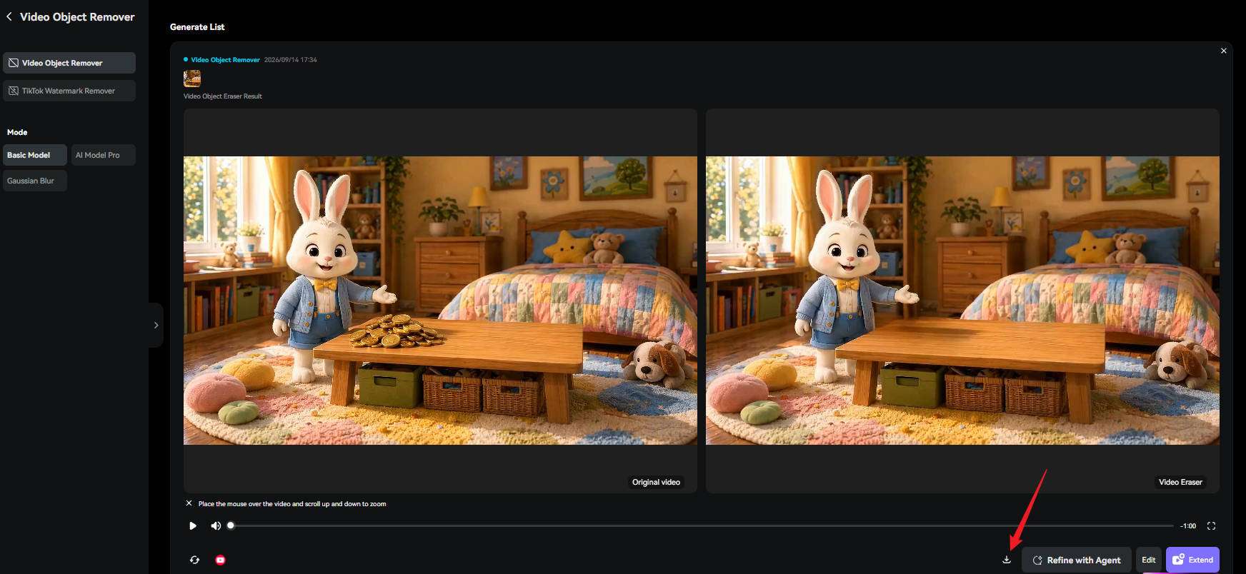remove written text from video on media.io watermark remover