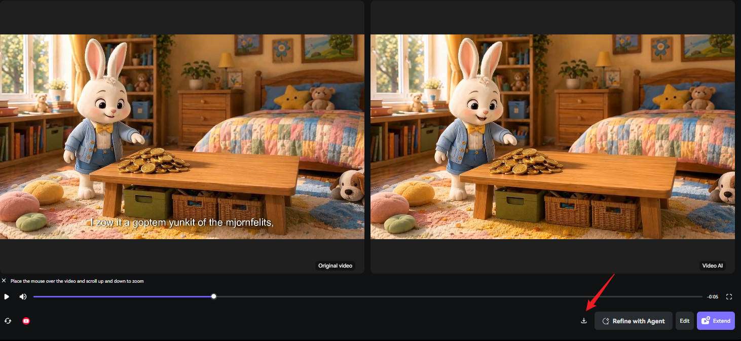 export video without text displayed