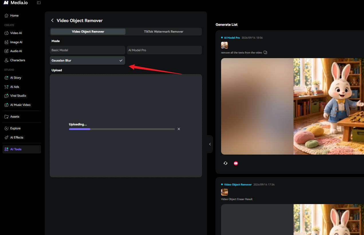 choose files to add to media.io online video cropper